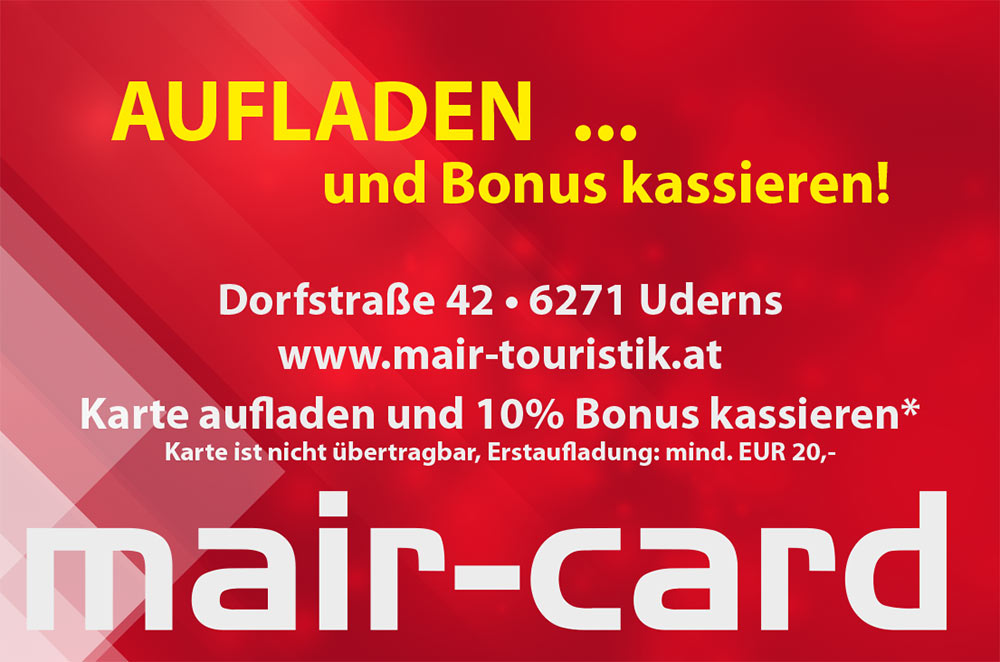 Die Taxi Mair Bonus Card Zillertal